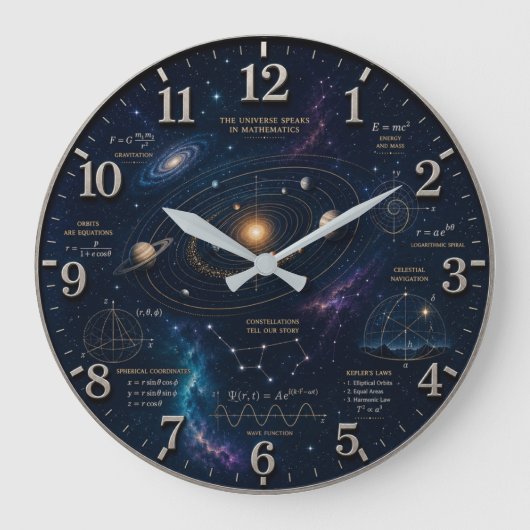 Space Mathematics Astronomy Große Wanduhr (Vorderseite)