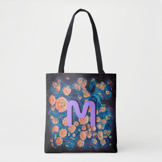 Space Mimosa Golden Nebel Blossom & Monogram Tasche (Vorderseite)