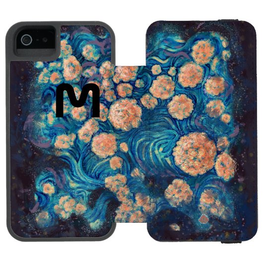 Space Mimosa Goldener Nebel Blossom Incipio iPhone Geldbeutel-Hülle (Folio Geöffnet)