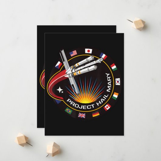 Space Mission Patch Ankündigung (Vorderseite/Rückseite Beispiel)