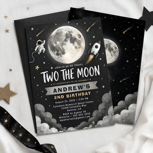 Space Mond 2. Geburtstag Einladung