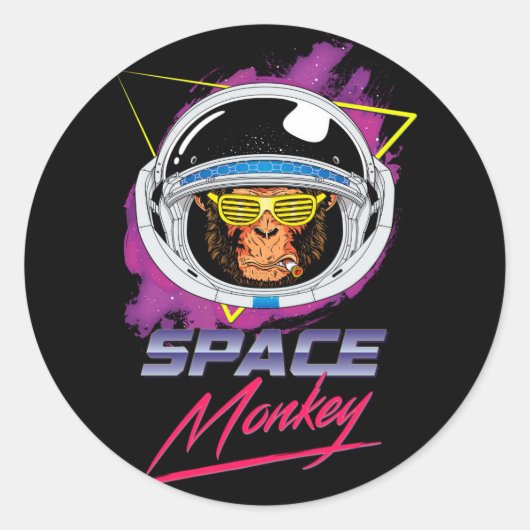 Space Monkey 80er Runder Aufkleber (Vorderseite)