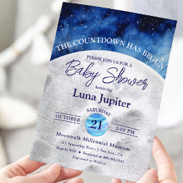 Space Moon and Stars Countdown Baby Dusche Einladung
