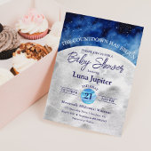 Space Moon and Stars Countdown Baby Dusche Einladung