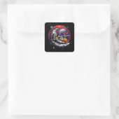 Space Moon Cheese Quadratischer Aufkleber (Tasche)