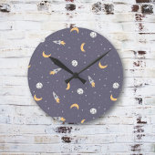 Space Moon Rocket Planet Stars Runde Wanduhr