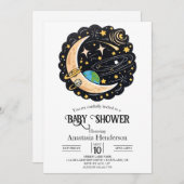 Space Moon Stars Baby Dusche Einladung (Vorne/Hinten)