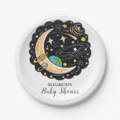 Space Moon Stars Baby Dusche Pappteller (Vorderseite)