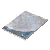 Space Moon Stars Wasserfarbe Personalisierter Name Notizblock (Rotiert)