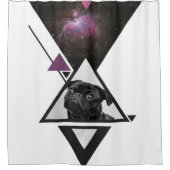 Space Mops | Black Mops Dog Gift Idee für Mops Lie Duschvorhang (Vorderseite)