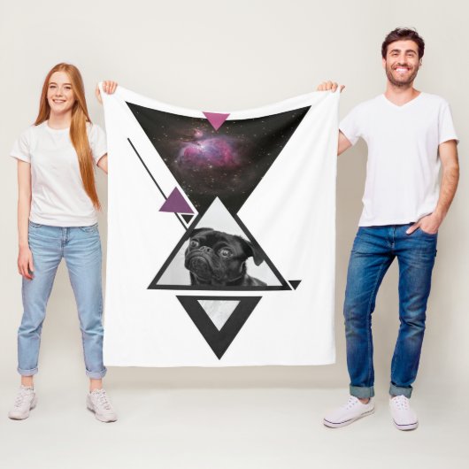 Space Mops | Black Mops Dog Gift Idee für Mops Lie Fleecedecke (Beispiel)