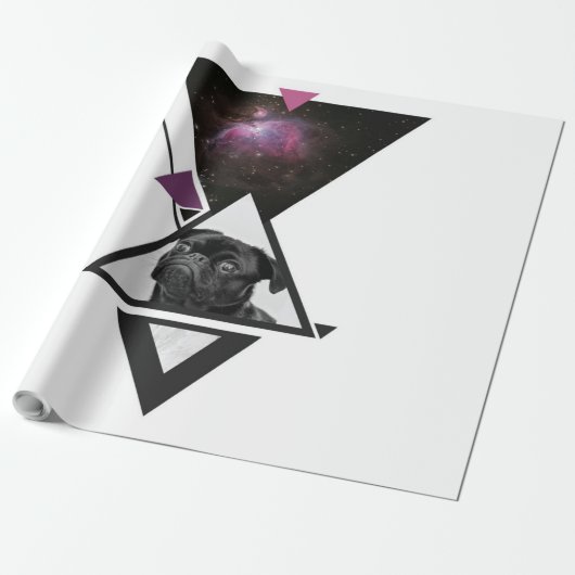 Space Mops | Black Mops Dog Gift Idee für Mops Lie Geschenkpapier (Ungerollt)