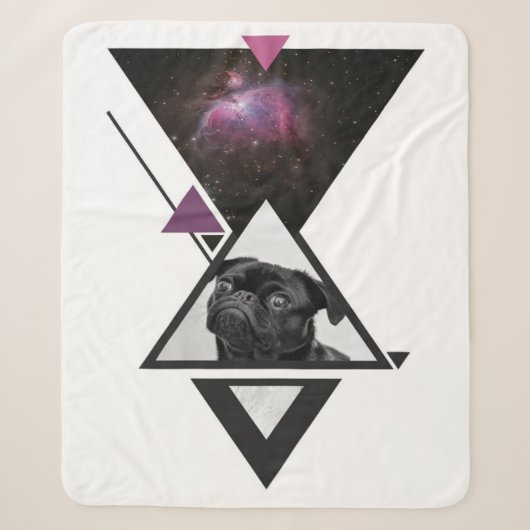 Space Mops | Black Mops Dog Gift Idee für Mops Lie Sherpadecke (Vorderseite)