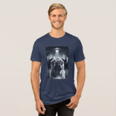 Space Mops nimmt Alien Selfie Funny Dog Geschenk Tri-Blend Shirt (Vorderseite voll)