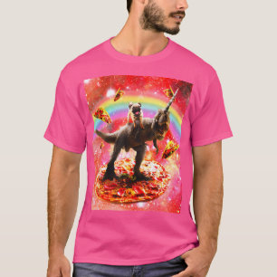 Space Mops Riding Dinosaur Unicorn - Pizza Taco T-Shirt