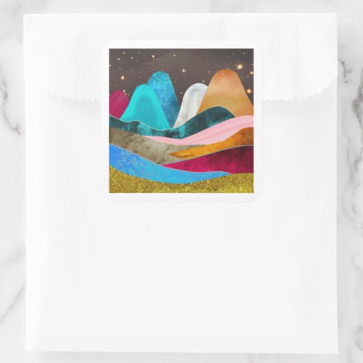 Space Mountains Quadratischer Aufkleber (Tasche)