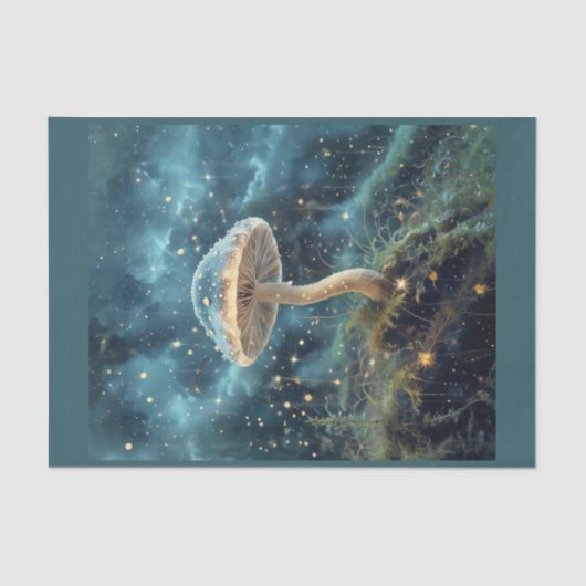 Space Mushroom in einem Galaxie-Sternfeld Seidenpapier (Vorderseite)