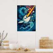Space Narwhal Cosmic Fantasy Art Poster (Küche)