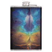 Space Nebel blau gelb Alkoholtupfer Kunst Flachmann (Rückseite)