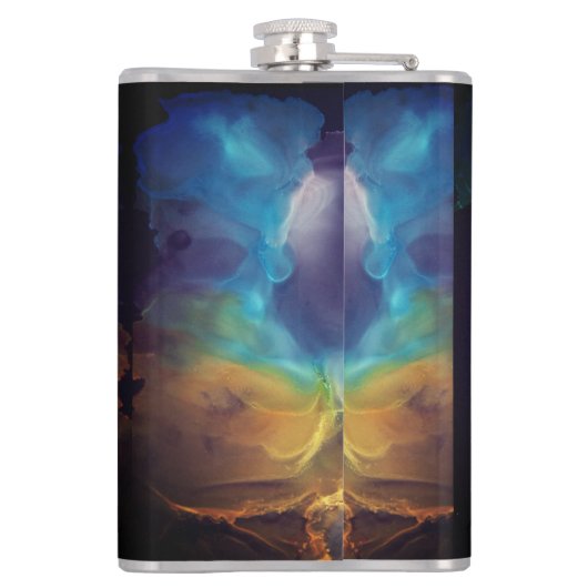 Space Nebel blau gelb Alkoholtupfer Kunst Flachmann (Rückseite)