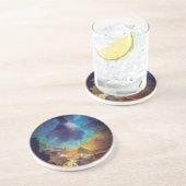 Space Nebel blau gelb Alkoholtupfer Kunst Getränkeuntersetzer (Seite)