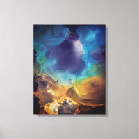 Space Nebel blau gelb Alkoholtupfer Kunst