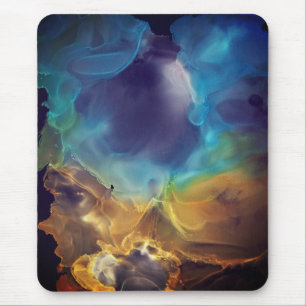 Space Nebel blau gelb Alkoholtupfer Kunst Mousepad