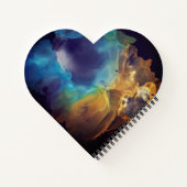 Space Nebel blau gelb Alkoholtupfer Kunst Notizblock (Rückseite)