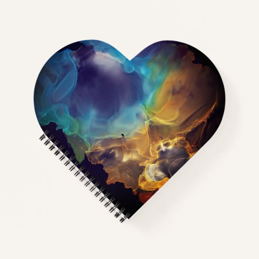 Space Nebel blau gelb Alkoholtupfer Kunst Notizblock (Vorderseite)