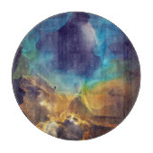 Space Nebel blau gelb Alkoholtupfer Kunst Schneidebrett (Vorderseite)