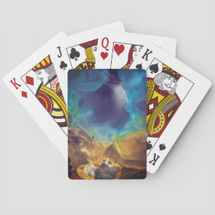 Space Nebel blau gelb Alkoholtupfer Kunst Spielkarten