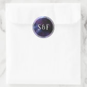 Space Nebula Lila Galaxy Monogram Umschlag Aufkleb Runder Aufkleber (Tasche)