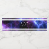 Space Nebula Lila Galaxy Monogramm Wasserflaschenetikett (Einzelnes Label)