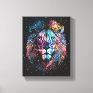Space Nebular Lion - Graffiti Neon Ink Splash Leinwanddruck