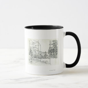 Space Needle Luftbild Konzeptzeichnung 3 Tasse