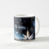 Space Oddity — Raketenstart & Kosmos-Tasse Kaffeetasse (VorderseiteRechts)