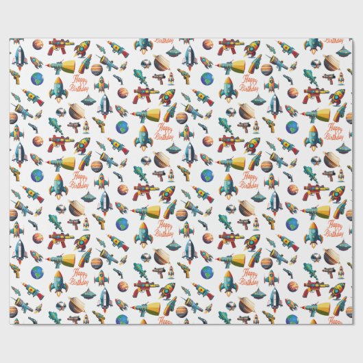 Space Odyssey Birthday Geschenkpapier (Flach)