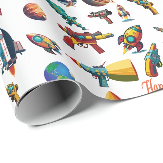 Space Odyssey Birthday Geschenkpapier (Rolleneckpunkt)