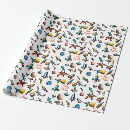 Space Odyssey Geburtstag Geschenkpapier (Ungerollt)