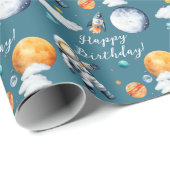 Space ONE 1st Birthday Rocket Geschenkpapier (Rolleneckpunkt)