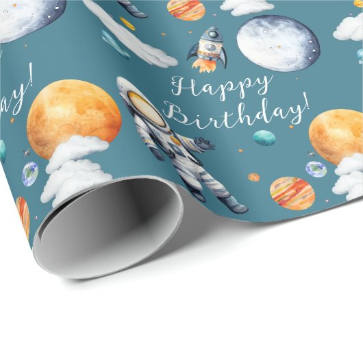 Space ONE 1st Birthday Rocket Geschenkpapier (Rolleneckpunkt)