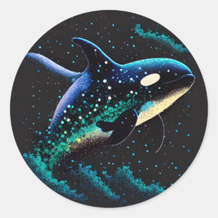 Space Orca Runder Aufkleber
