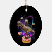 Space Otter Riding Dinosaur T-Rex Donuts Keramik Ornament (Rechts)
