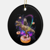 Space Otter Riding Dinosaur T-Rex Donuts Keramik Ornament (Links)