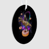 Space Otter Riding Dinosaur T-Rex Donuts Ornament (Vorderseite)