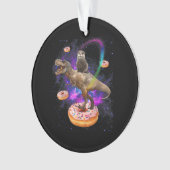 Space Otter Riding Dinosaur T-Rex Donuts Ornament (Vorderseite)