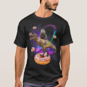 Space Otter Riding Dinosaur T-Rex Donuts T-Shirt (Vorderseite)