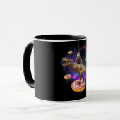 Space Otter Riding Dinosaur T-Rex Donuts Tasse (Vorderseite Links)