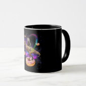 Space Otter Riding Dinosaur T-Rex Donuts Tasse (VorderseiteRechts)