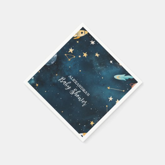 Space Outer Baby Dusche Navy Serviette (Ecke)